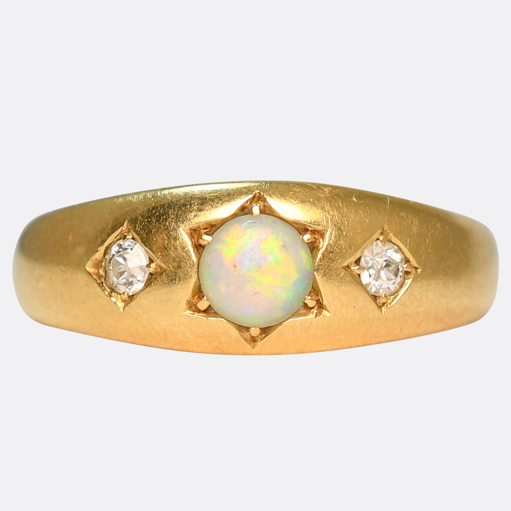 Victorian Opal & Diamond Star-Set Gypsy Ring