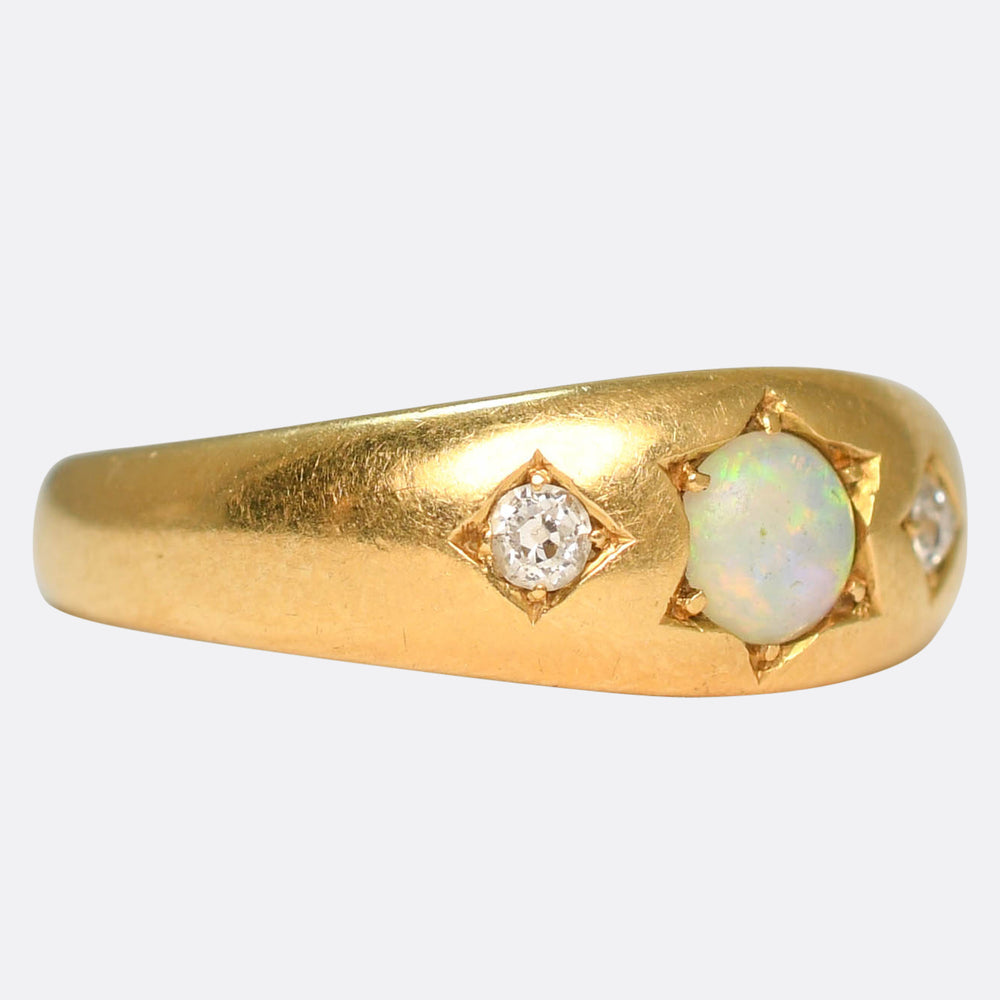 Victorian Opal & Diamond Star-Set Gypsy Ring