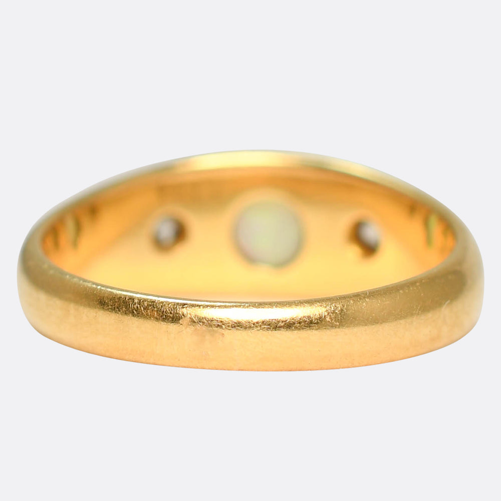 Victorian Opal & Diamond Star-Set Gypsy Ring