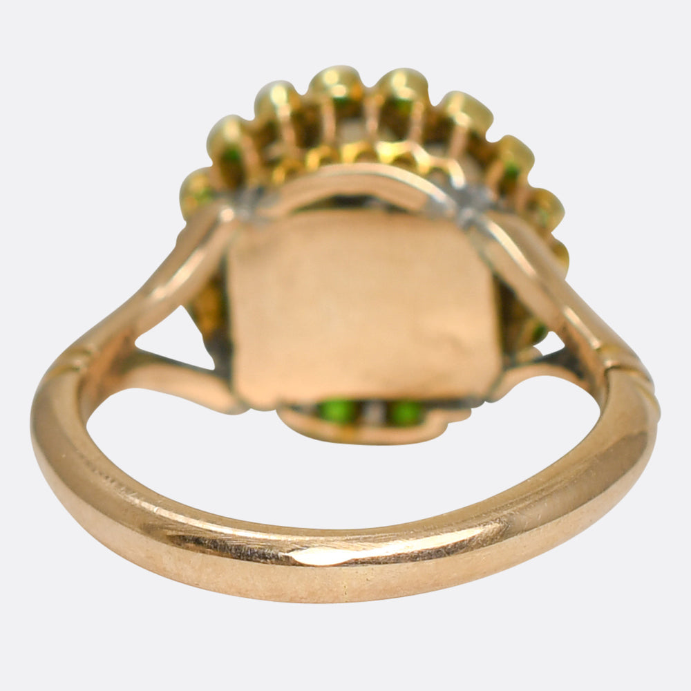 Victorian Opal, Diamond & Demantoid Garnet Cluster Ring