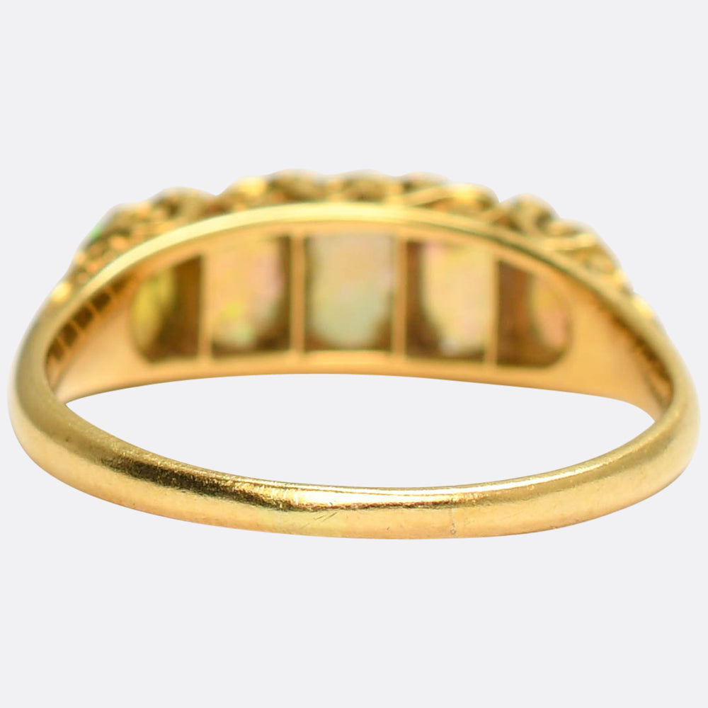 Victorian Opal & Rose Cut Diamond 5-Stone Ring