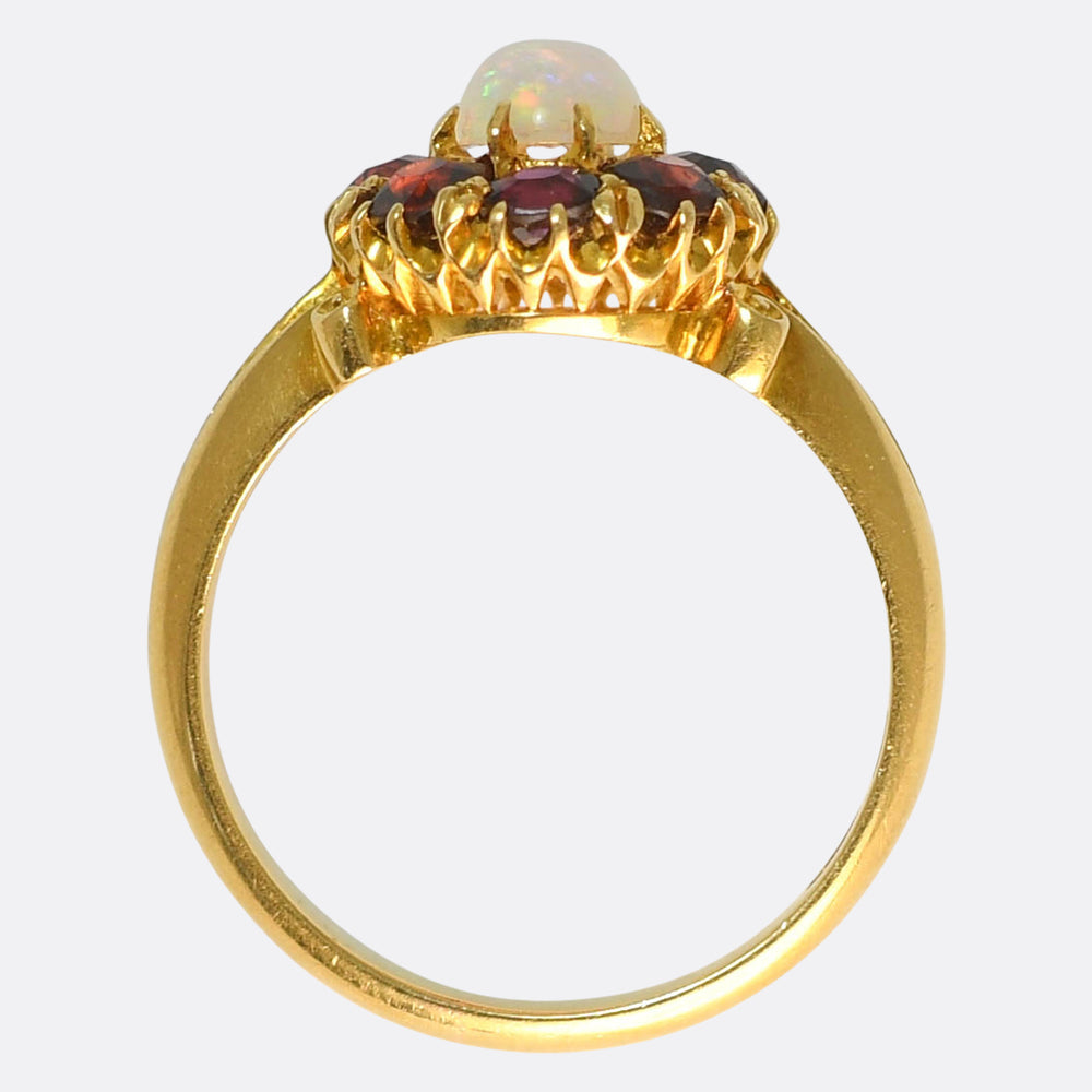 Victorian Opal & Ruby Cluster Ring