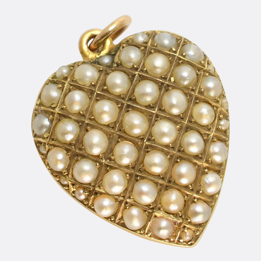 Victorian Pavé Pearl Heart Pendant