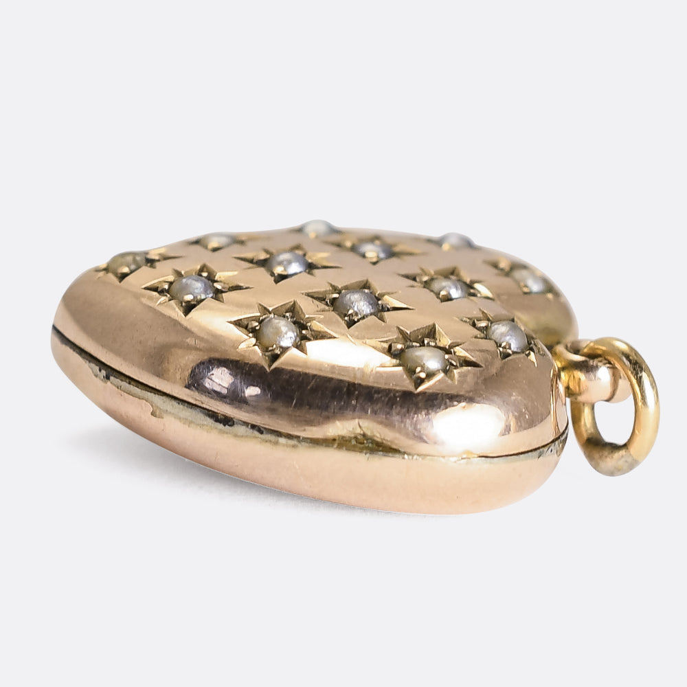Victorian Pearl Puffed Heart Locket