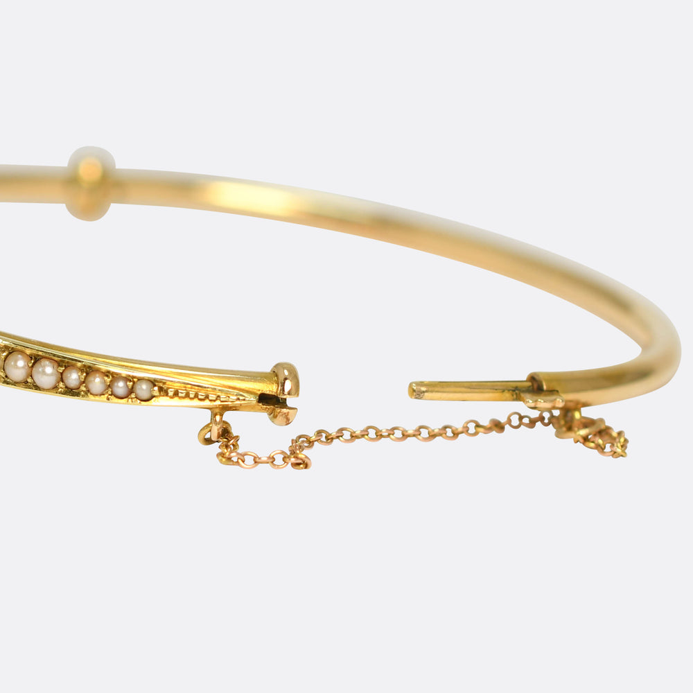 Victorian Pearl & Diamond Cluster Bangle