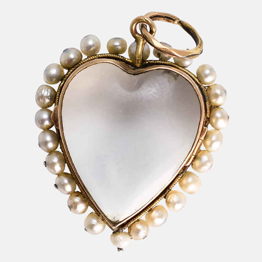 Victorian Pearl & Rock Crystal Heart Locket
