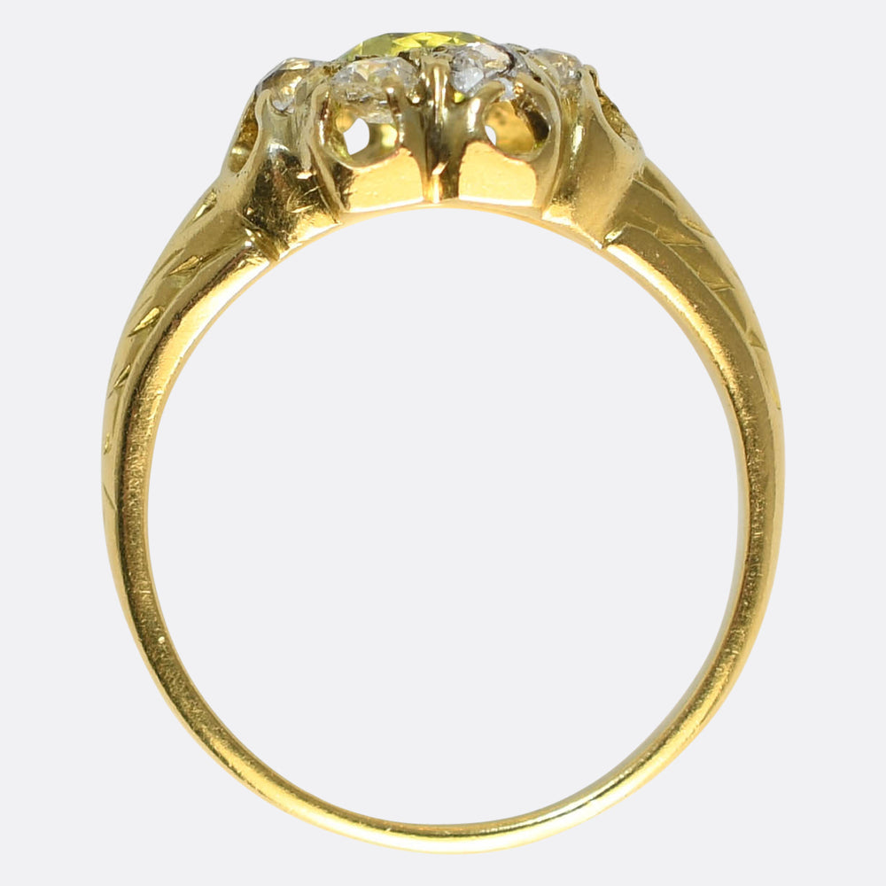 Victorian Peridot & Diamond Flower Cluster Ring