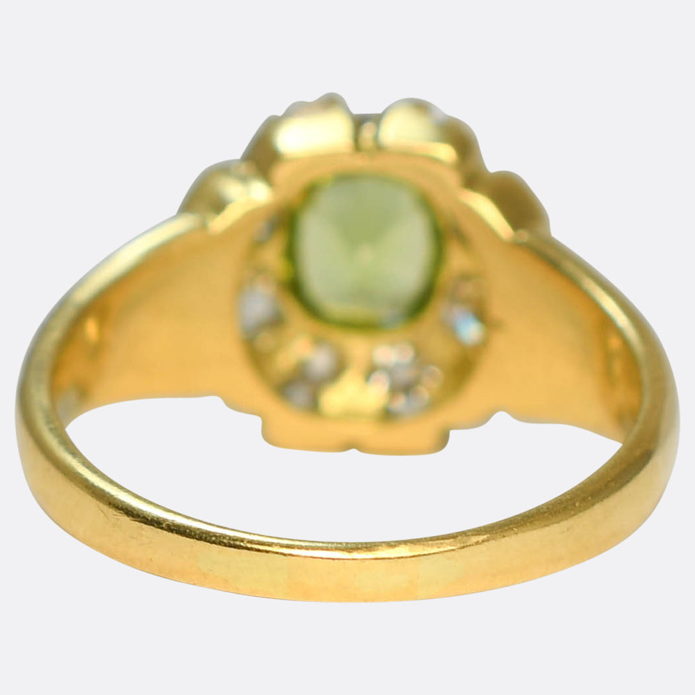 Victorian Peridot & Diamond Flower Cluster Ring