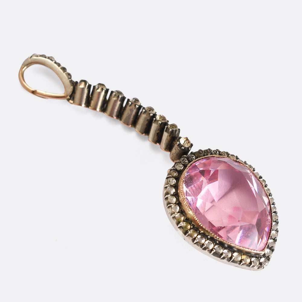 Victorian Pink Paste Heart Pendant