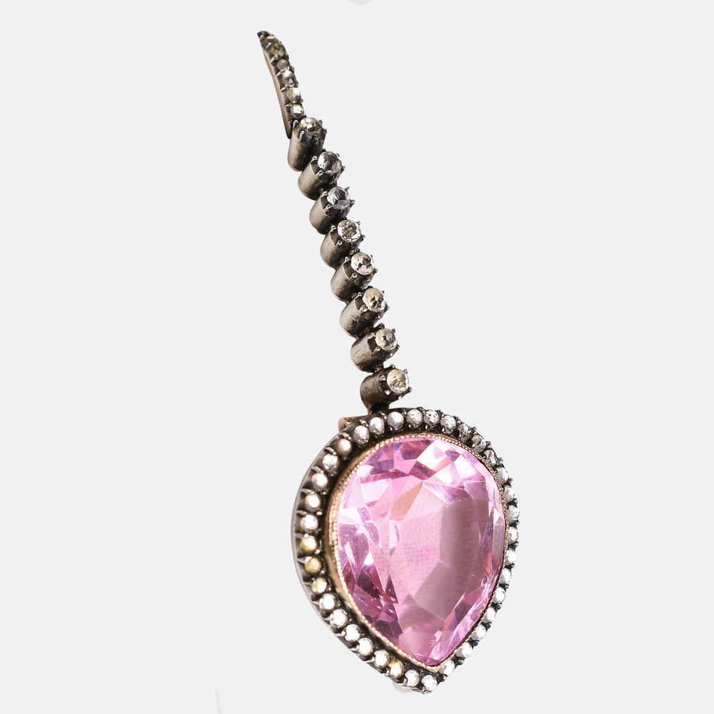 Victorian Pink Paste Heart Pendant
