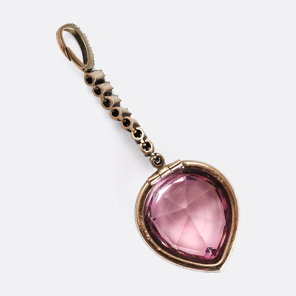 Victorian Pink Paste Heart Pendant