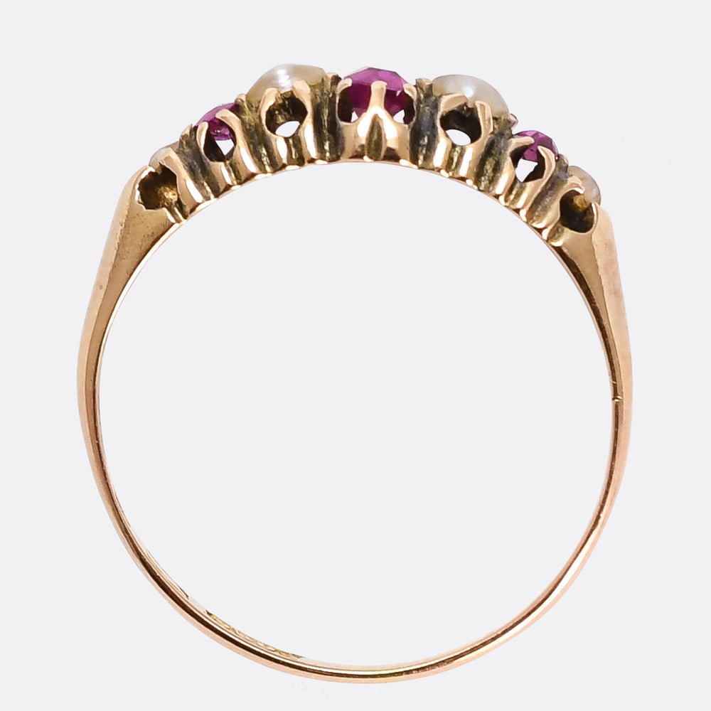 Victorian Pink Topaz & Pearl Ring
