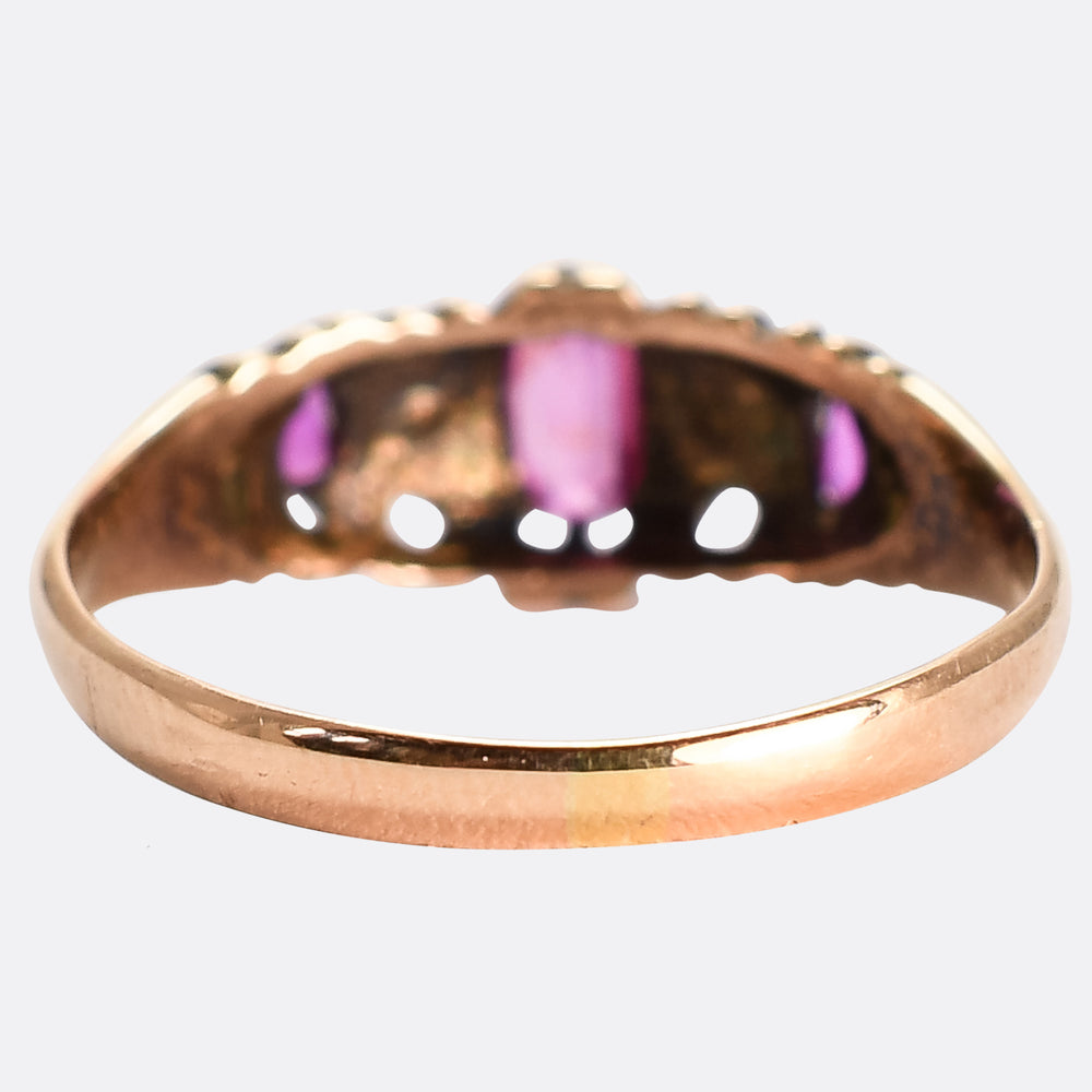 Victorian Pink Topaz & Pearl Ring