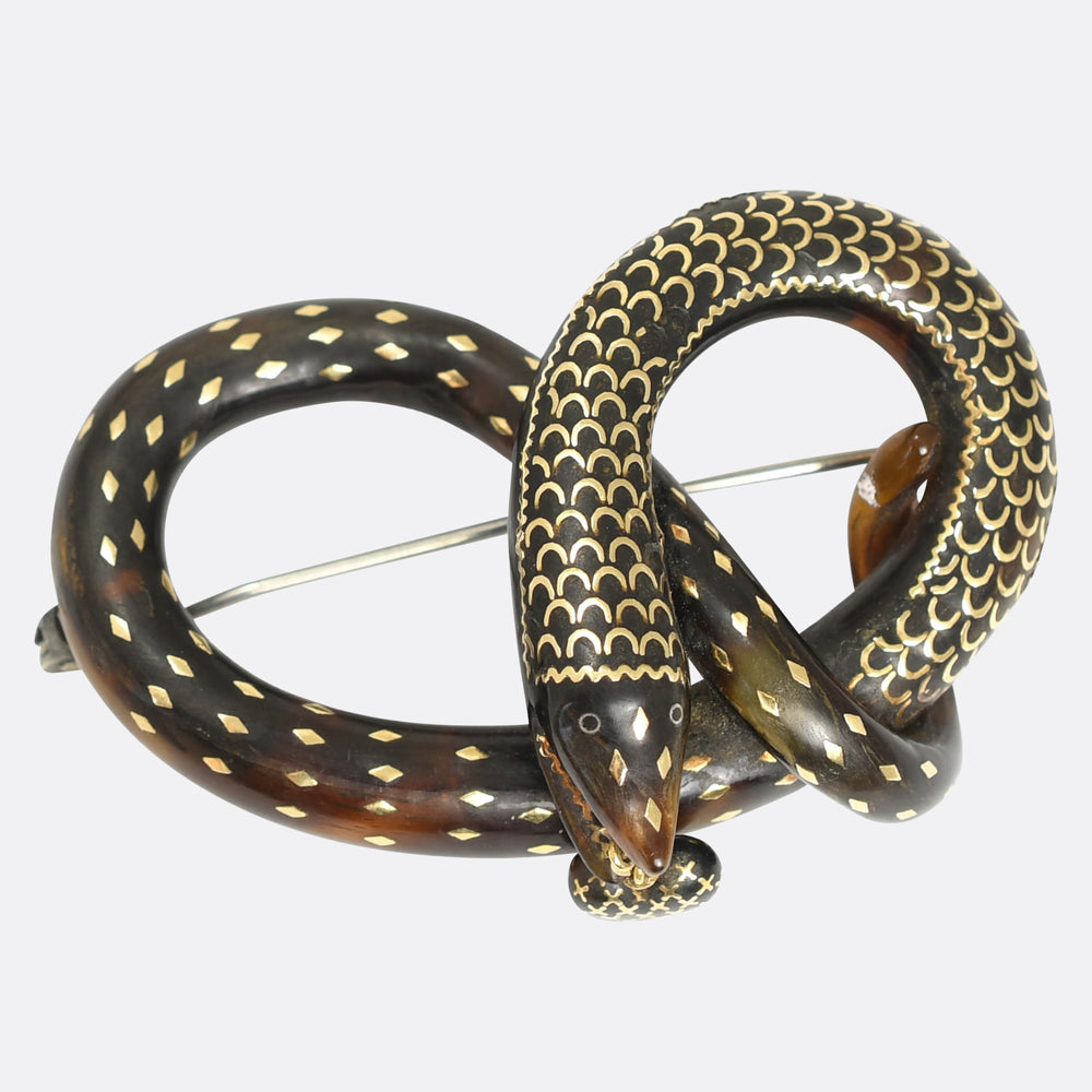 Victorian Pique Love Knot Snake Brooch