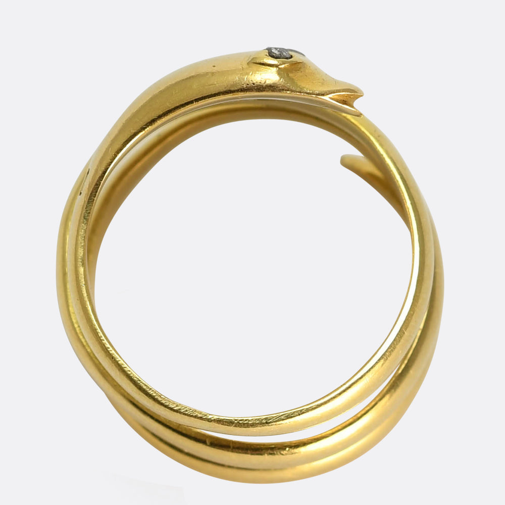 Victorian Rose Cut Diamond Coiled Snake Ring