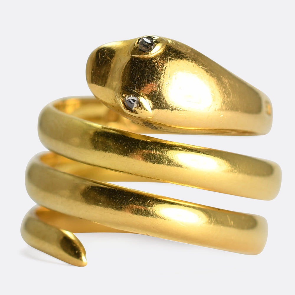 Victorian Rose Cut Diamond Coiled Snake Ring