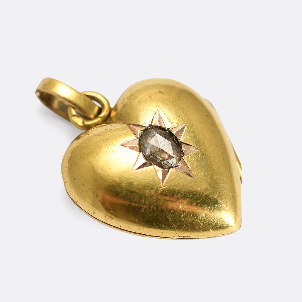 Victorian Rose Cut Diamond Heart Locket