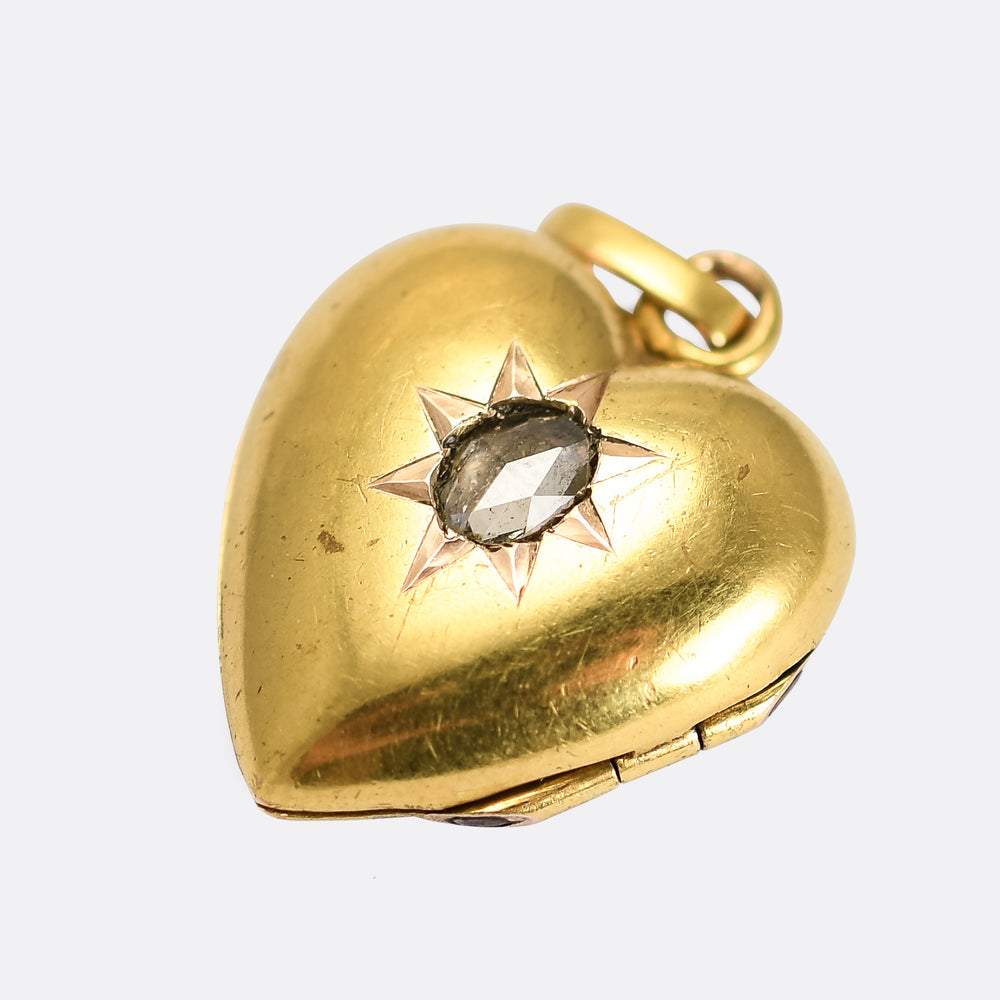 Victorian Rose Cut Diamond Heart Locket