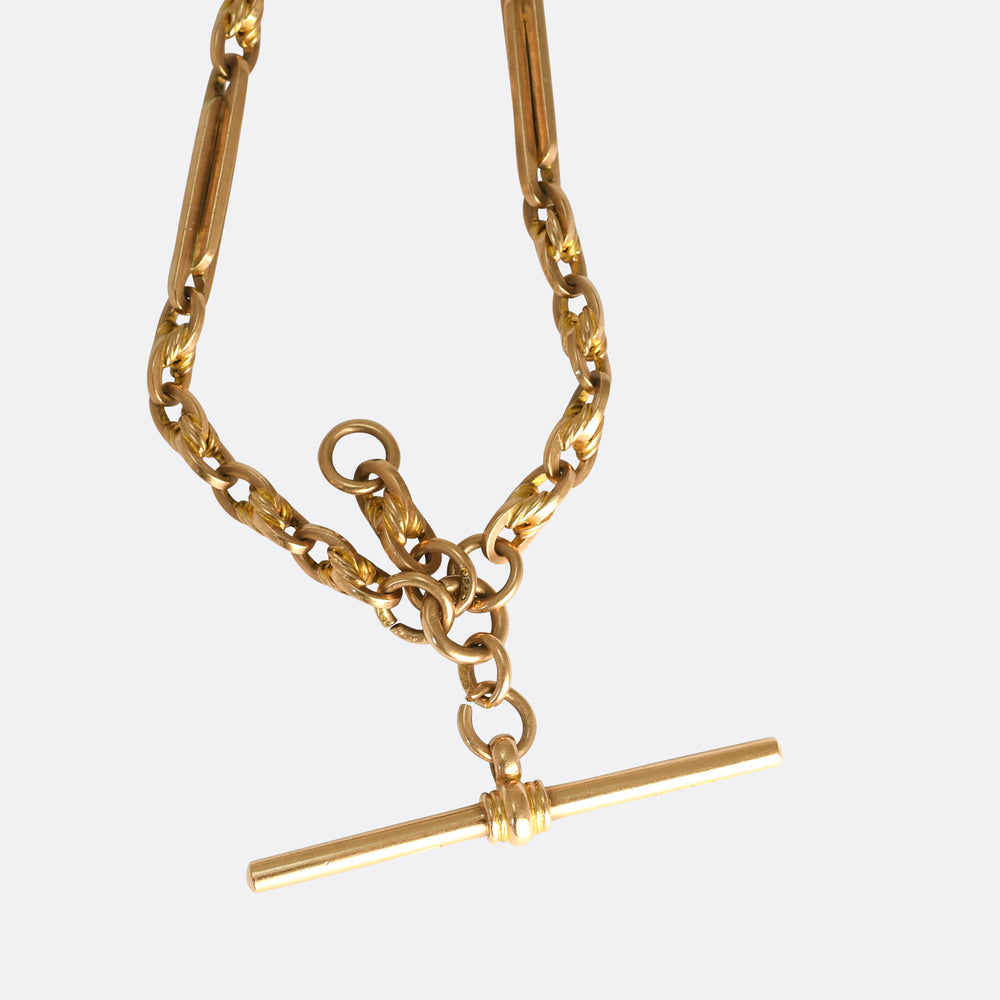 Victorian Rose Gold Fancy-Link Albert Chain