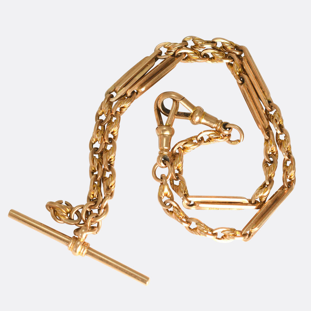 Victorian Rose Gold Fancy-Link Albert Chain