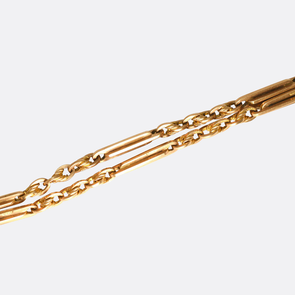 Victorian Rose Gold Fancy-Link Albert Chain