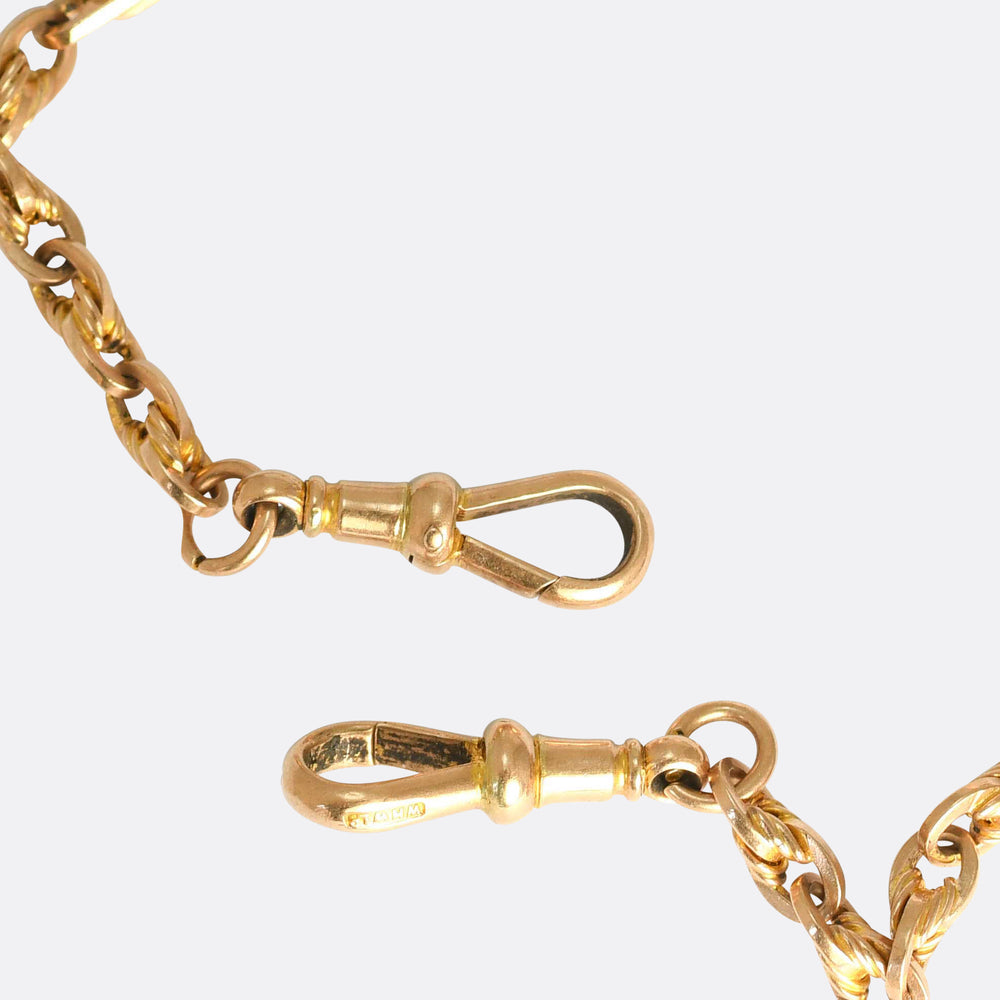 Victorian Rose Gold Fancy-Link Albert Chain