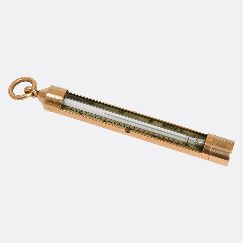 Victorian Rose Gold Swivel Thermometer Pendant