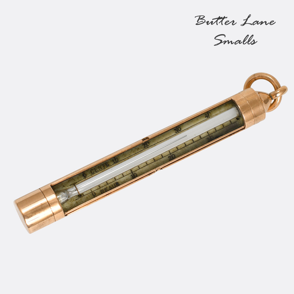 Victorian Rose Gold Swivel Thermometer Pendant