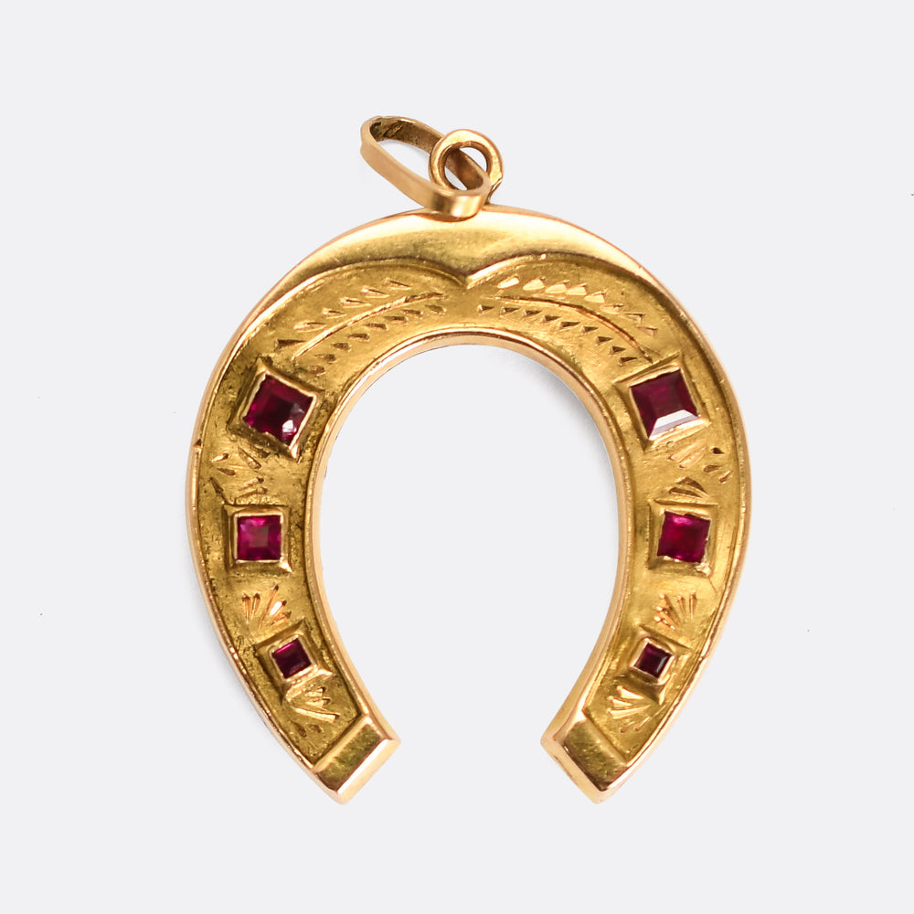 Victorian Ruby Lucky Horseshoe Pendant