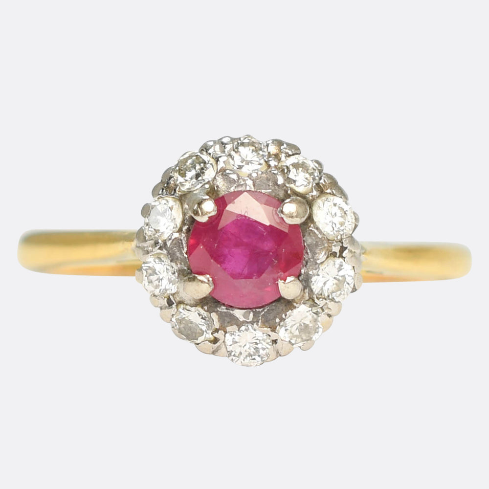 Victorian Ruby & Diamond Cluster Ring