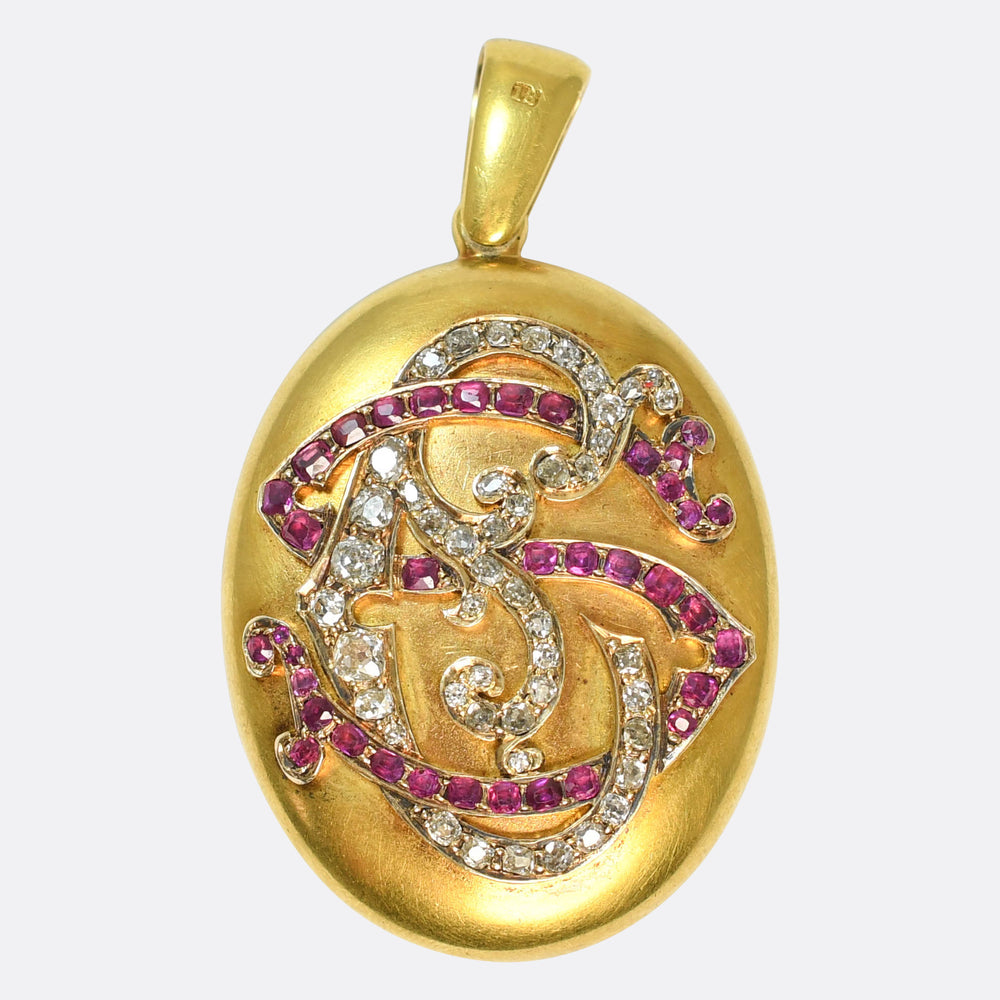 Victorian Ruby & Diamond Monogram Locket