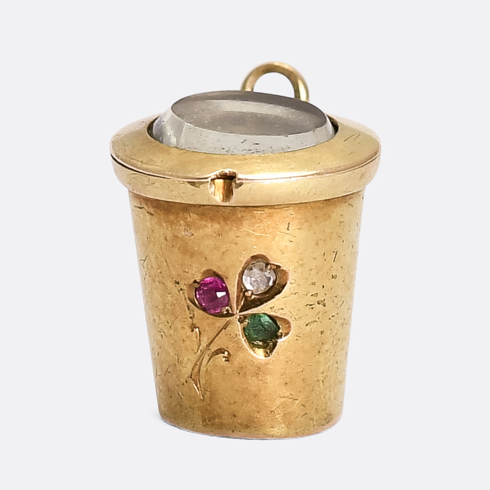 Victorian Ruby, Emerald & Diamond Trefoil Tankard Charm