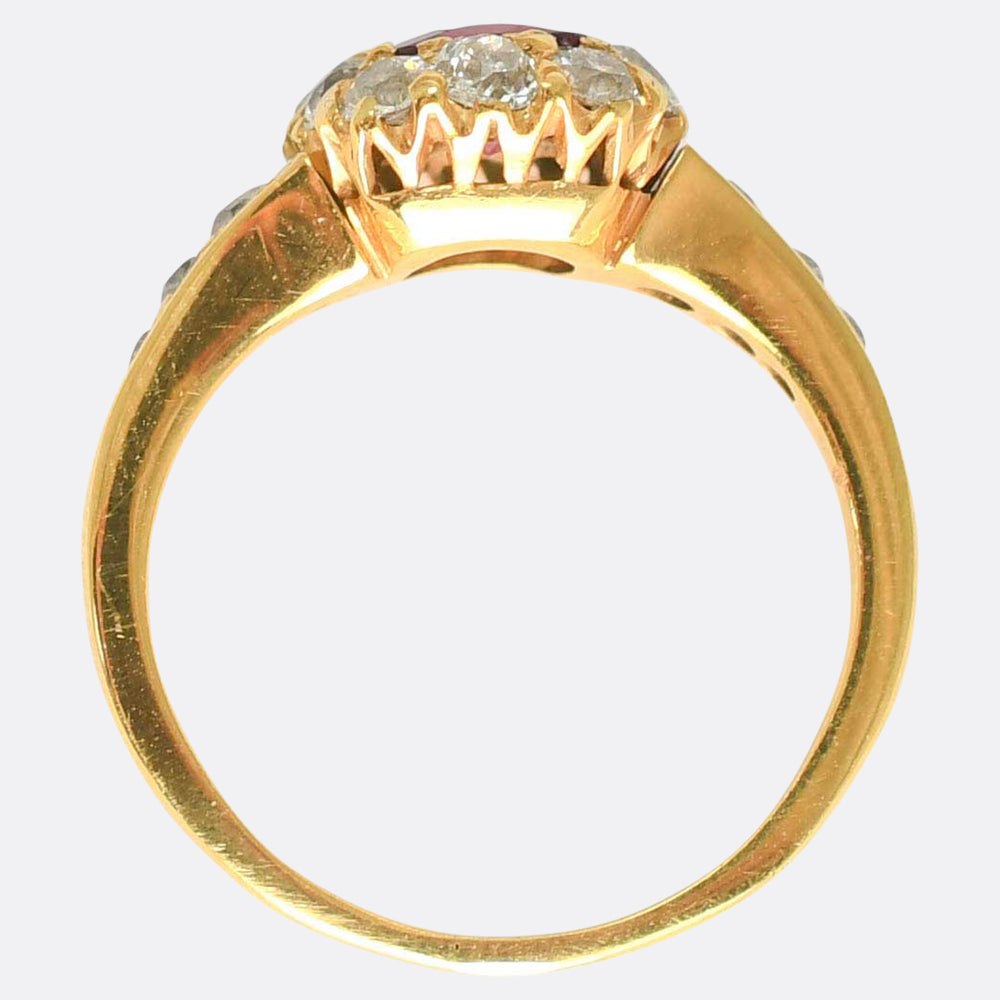 Victorian Ruby & Old Cut Diamond Cluster Ring