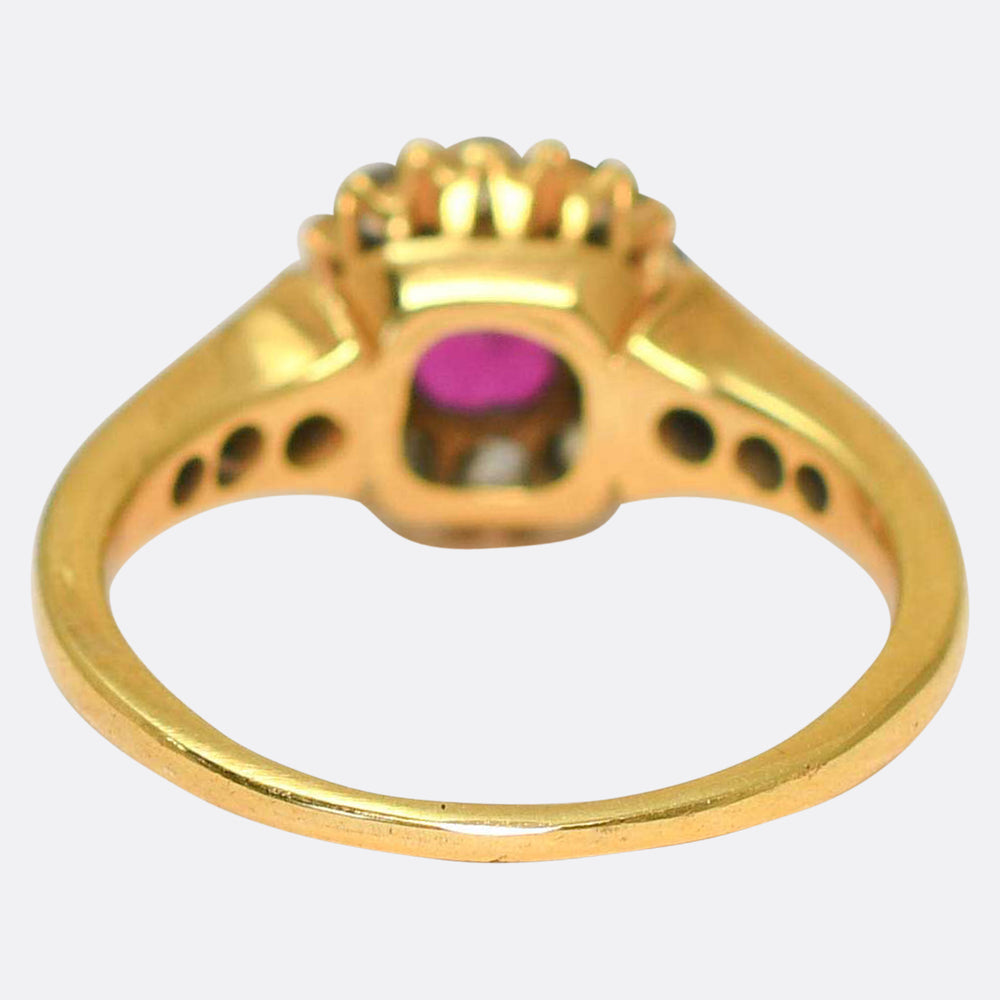 Victorian Ruby & Old Cut Diamond Cluster Ring