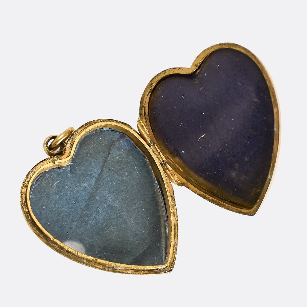 Victorian Ruby & Pearl Heart Locket Pendant