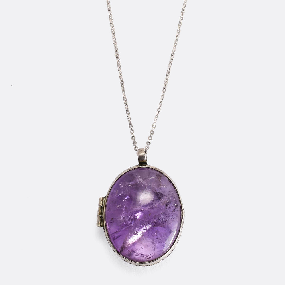 Victorian Rutilated Amethyst Silver Locket