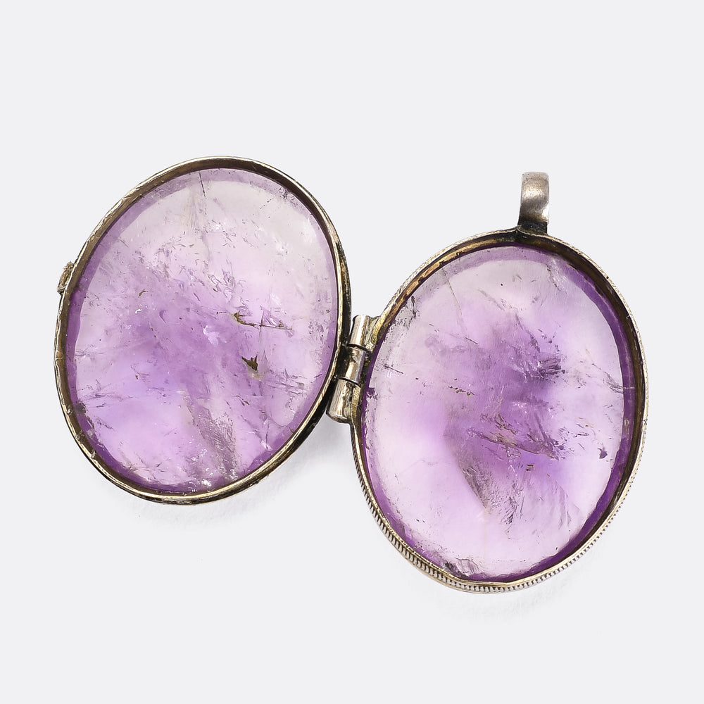 Victorian Rutilated Amethyst Silver Locket
