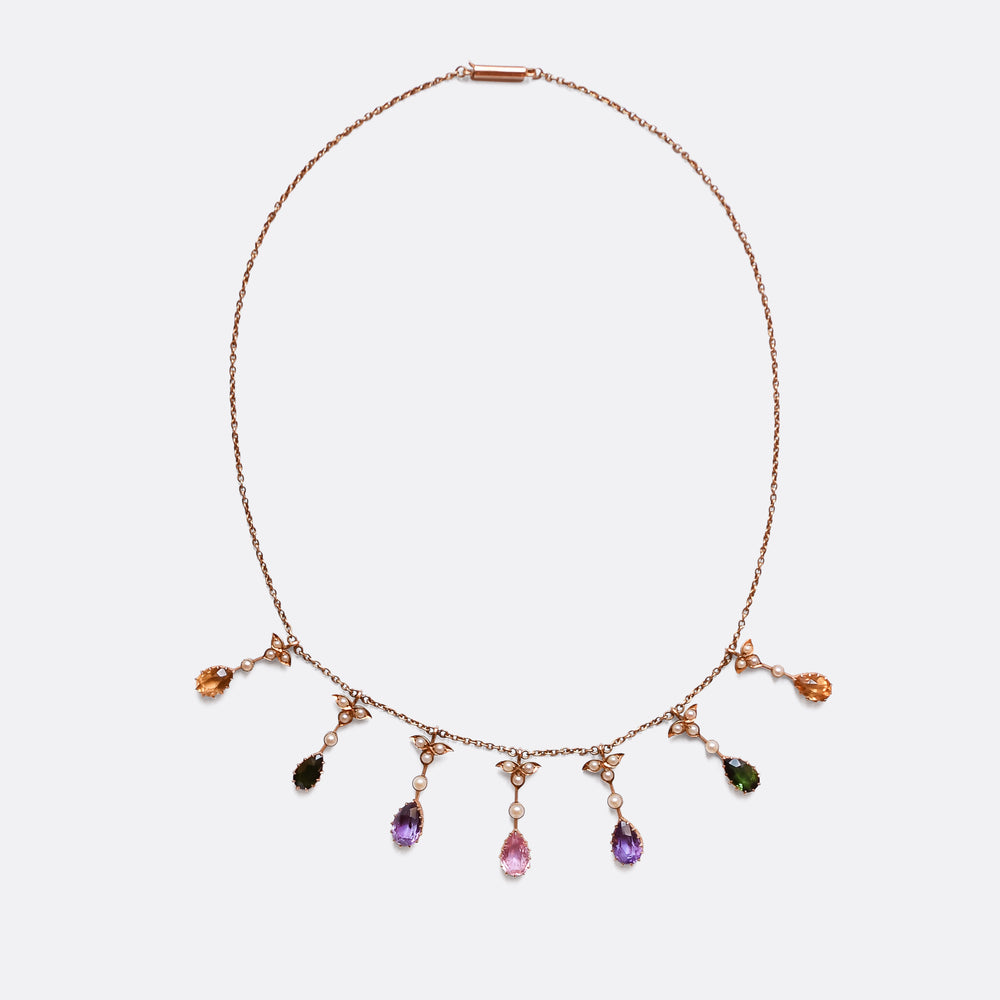 Victorian Sapphire Multigem Swag Necklace