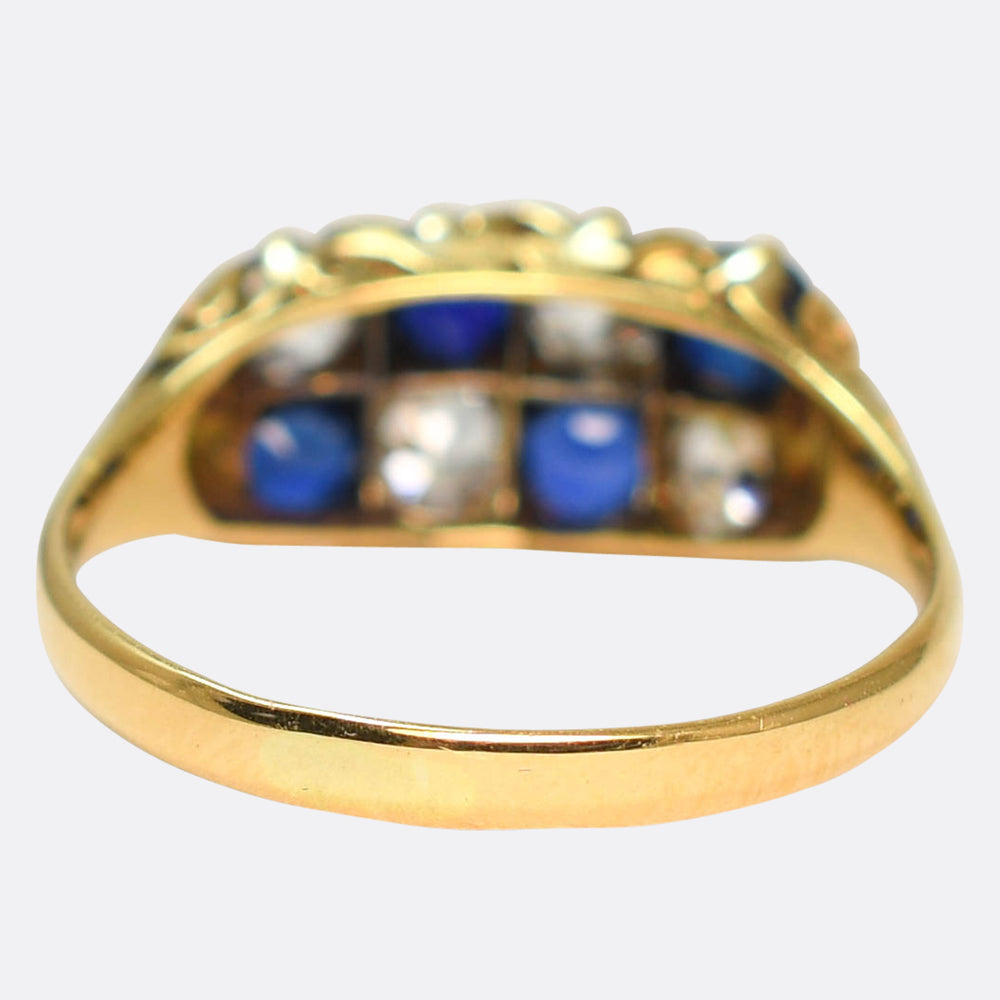Victorian Sapphire & Diamond Chequerboard Ring