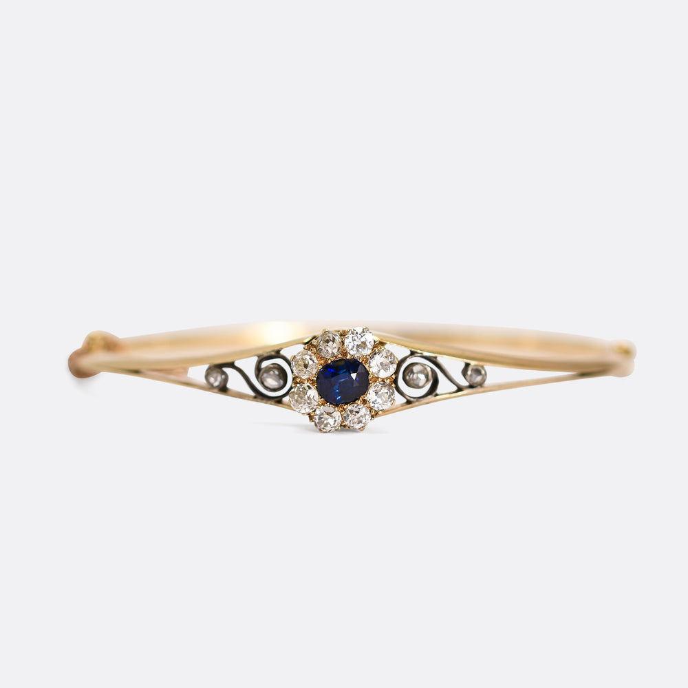 Victorian Sapphire & Diamond Cluster Bangle
