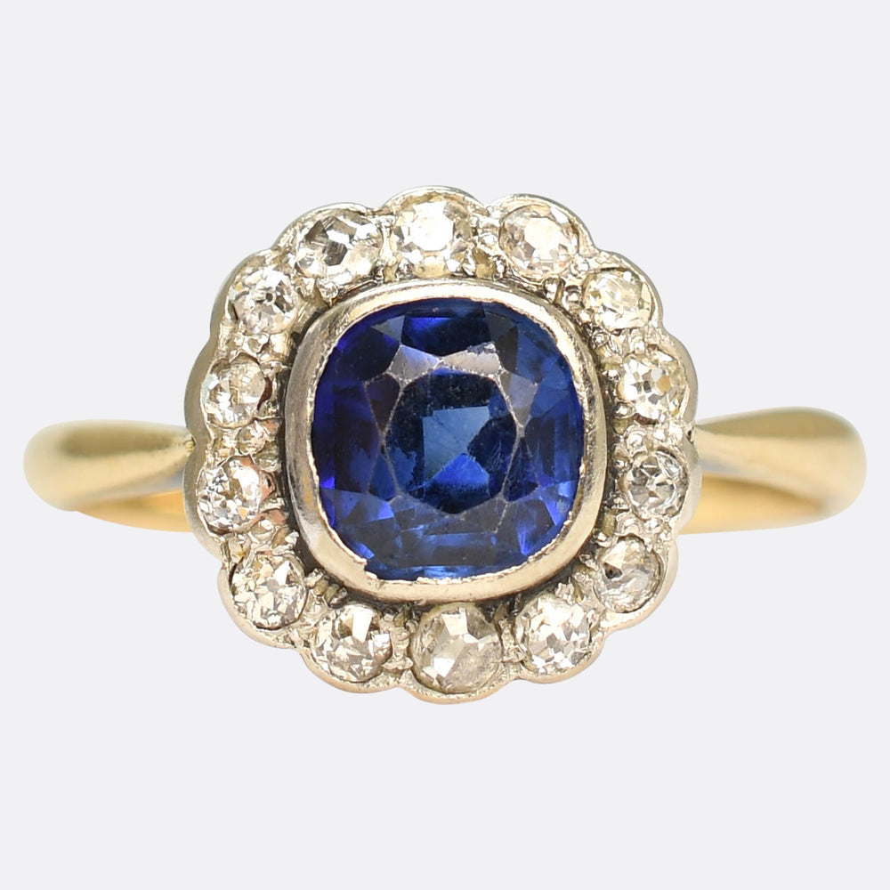 Victorian Sapphire & Diamond Cluster Ring