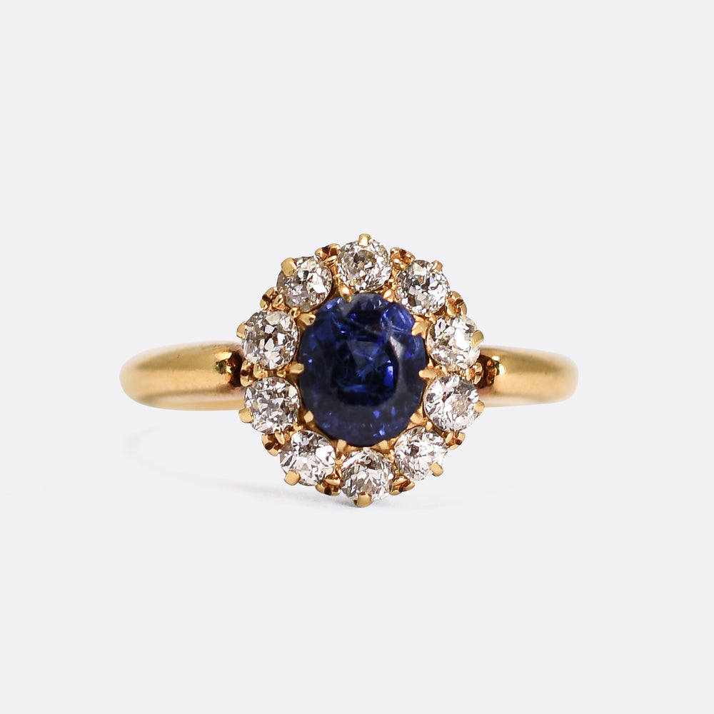 Victorian Sapphire & Diamond Cluster Ring