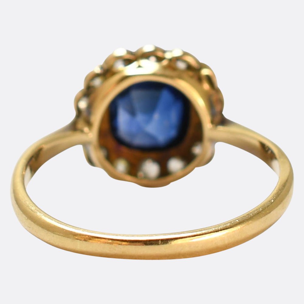 Victorian Sapphire & Diamond Cluster Ring