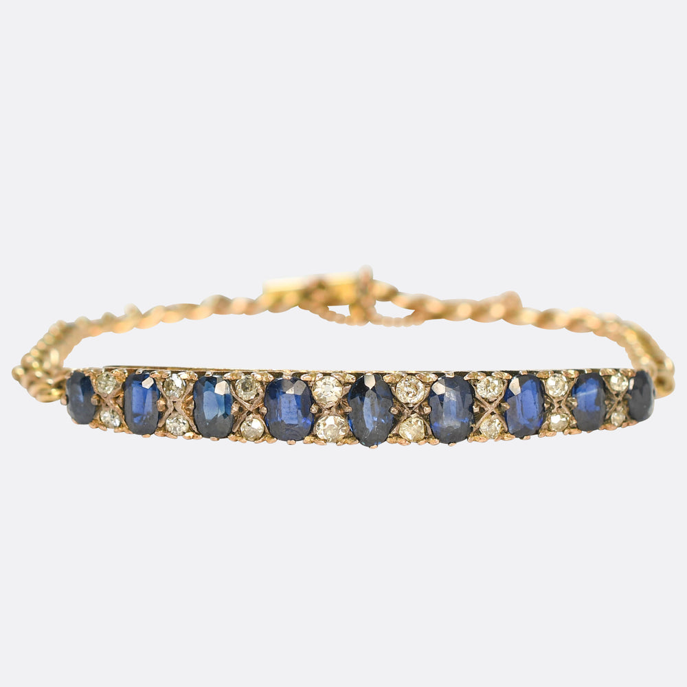 Victorian Sapphire & Diamond Curb-Link Bracelet