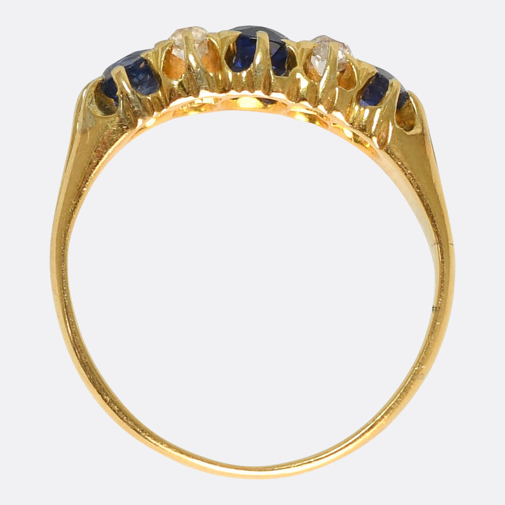 Victorian Sapphire & Diamond Half Hoop Ring