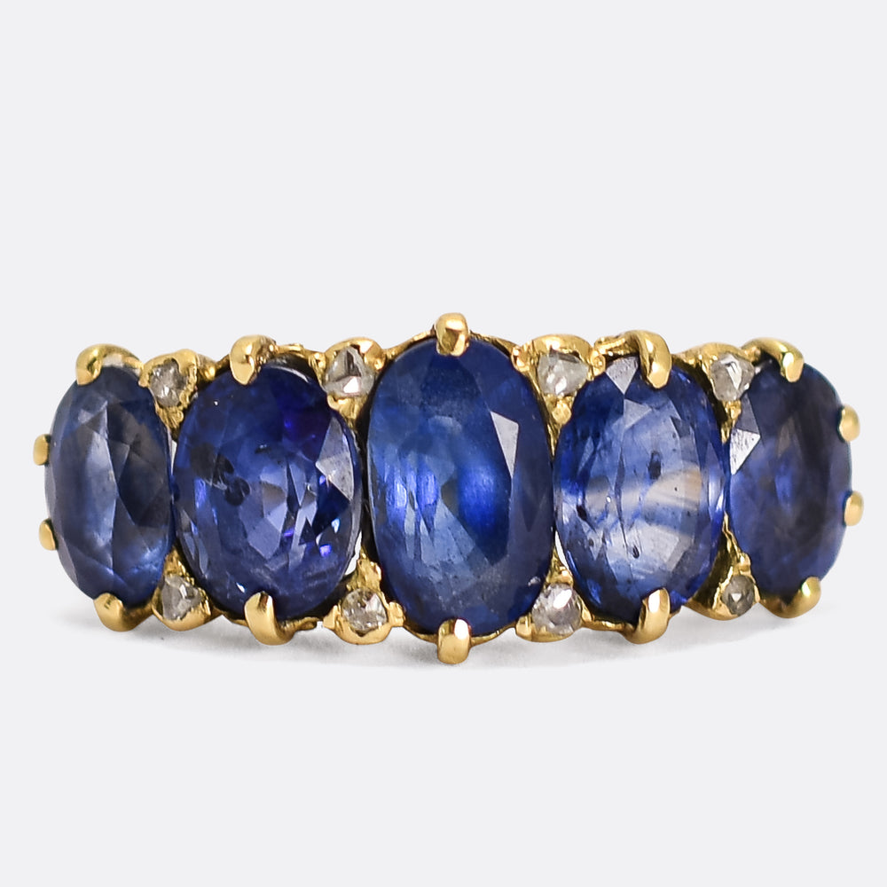 Victorian Sapphire & Diamond Half Hoop Ring