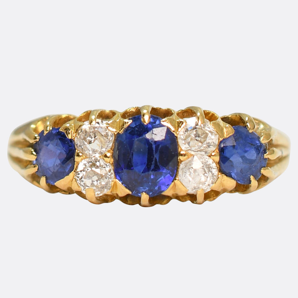 Victorian Sapphire & Diamond Half Hoop Ring