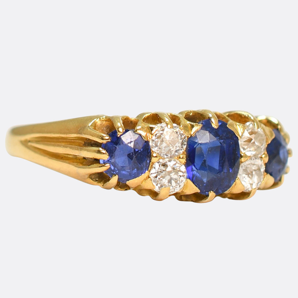 Victorian Sapphire & Diamond Half Hoop Ring
