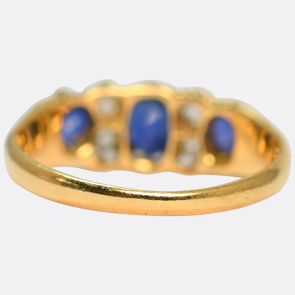 Victorian Sapphire & Diamond Half Hoop Ring