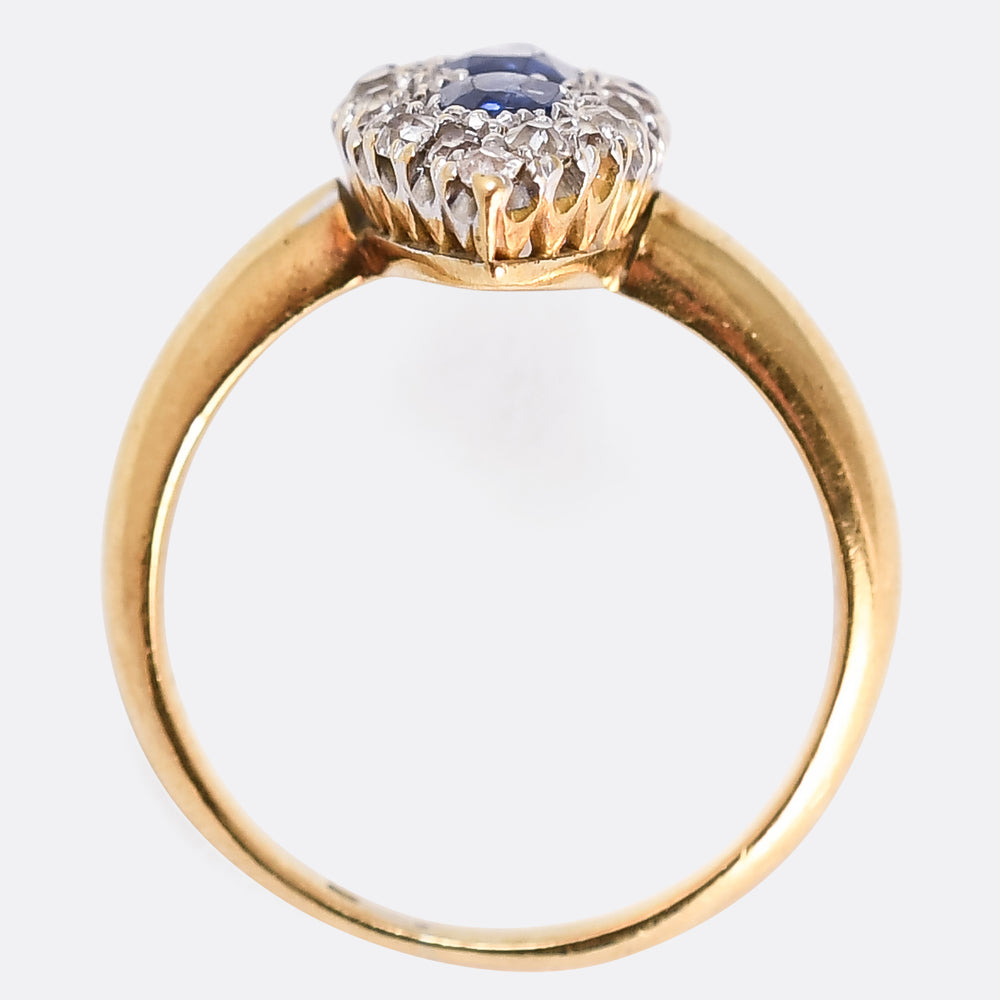 Victorian Sapphire & Diamond Navette Cluster Ring